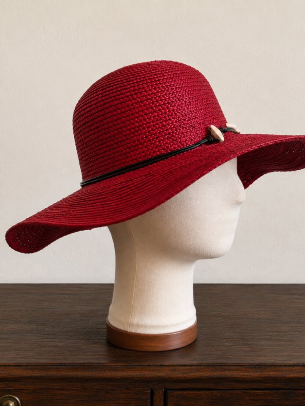 Filippo Catarzi Red 100% Raffia Wide Brim Sun Hat Made in Italy